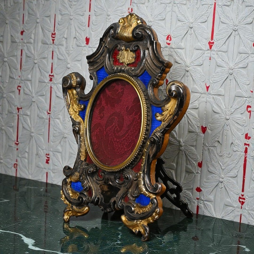 Silver Frame With Vermeil And Enamel Parts - Italy, 20th Century-photo-4